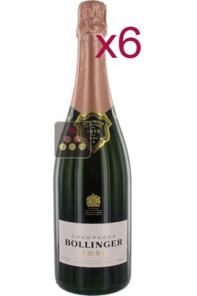 6 bouteilles de Champagne Bollinger Rosé Sous étui