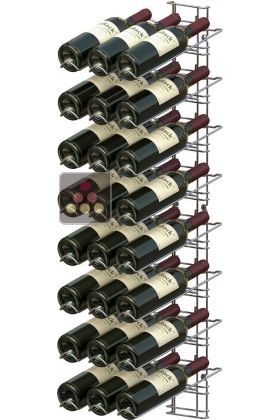 Support mural chromé pour 24 bouteilles de 75cl - Bouteilles inclinées
