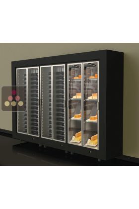 Combiné de 3 vitrines réfrigérées modulaires pour vins et fromages - Usage pro - Pose libre - Façade droite
