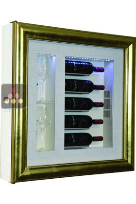 Cadre à vin Design et Silencieux mono-température pour 5 bouteilles et 2 verres
