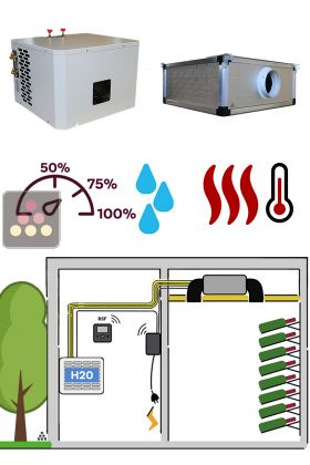 Climatiseur de cave 1100W - Évaporateur gainable - Condensation à eau - Froid, humidification et chauffage