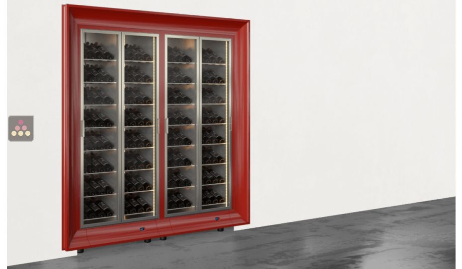 Combiné encastrable de 2 vitrines à vin multi-températures - Usage pro - Bouteilles inclinées - Encadrement incurvé