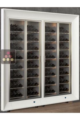 Combiné encastrable de 2 vitrines à vin multi-températures - Usage pro - Bouteilles inclinées - Encadrement incurvé