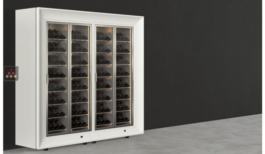 Combiné de 2 vitrines à vin multi-températures - Pose libre - Usage pro - Bouteilles inclinées - Cadre incurvé
