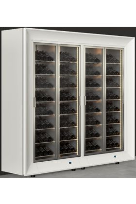 Combiné de 2 vitrines à vin multi-températures - Pose libre - Usage pro - Bouteilles inclinées - Cadre incurvé