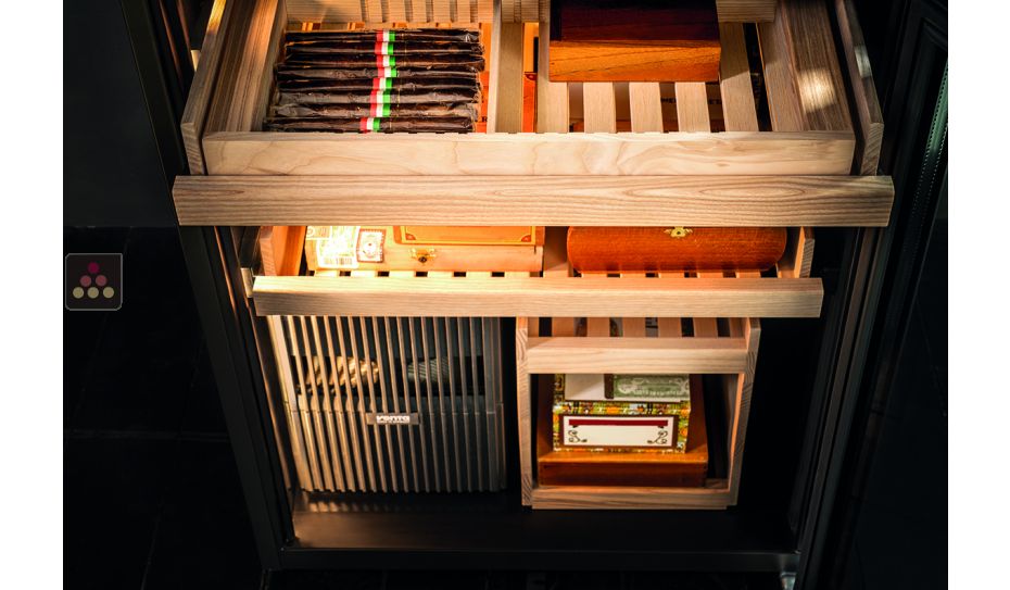 Cave à cigares avec régulation électronique de température et hygrométrie - Habillage bois