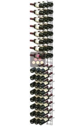 Support mural chromé de 48 bouteilles de 75cl - Mixte bouteilles horizontales/inclinées