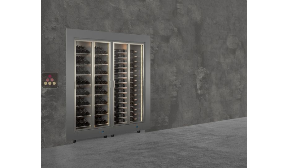 Combiné encastrable de 2 vitrines à vin multi-températures - Usage pro - Bouteilles horizontales et inclinées - Cadre droit