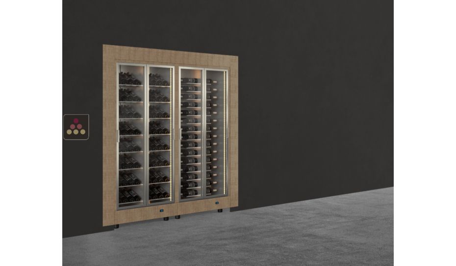 Combiné encastrable de 2 vitrines à vin multi-températures - Usage pro - Bouteilles horizontales et inclinées - Cadre droit