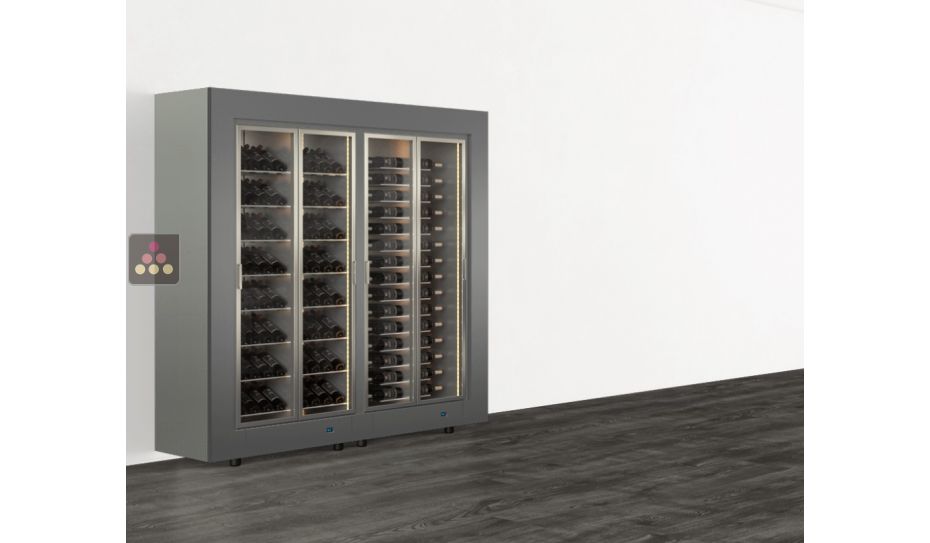 Combiné de 2 vitrines à vin multi-températures - Usage pro - Pose libre - Bouteilles horizontales et inclinées - Cadre droit