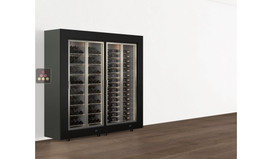 Combiné de 2 vitrines à vin multi-températures - Usage pro - Pose libre - Bouteilles horizontales et inclinées - Cadre droit