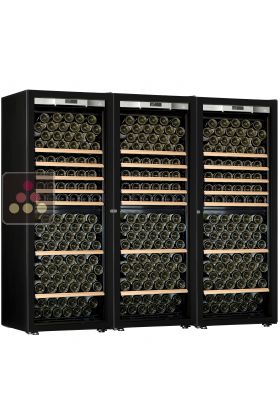 Combiné de 3 caves à vin mono-température de vieillissement ou de service - Porte Full Glass - Équipement Stockage/Coulissant