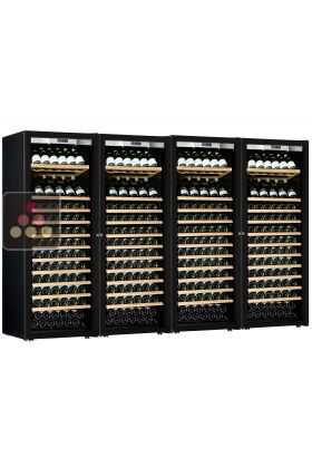 Combiné de 4 caves à vin mono-température de vieillissement ou de service - Porte Full Glass - Équipement Présentation/Coulissant