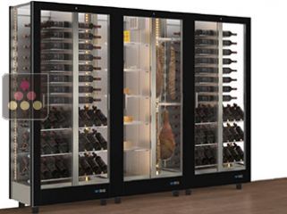 Combiné de 3 vitrines modulaires pour vins, charcuteries/fromages
