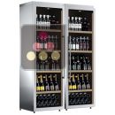 Frestanding combination of 2 single temperature wine cabinets - Stainless steel cladding - Vertical bottle display ACI-CLM2520XV