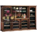 Combination of 4 single temperature wine cabinets for storage or service + spice rack ACI-CAL430