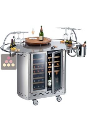 Bar mobile avec cave à vin de service 2 températures - compartiments gauche et droite