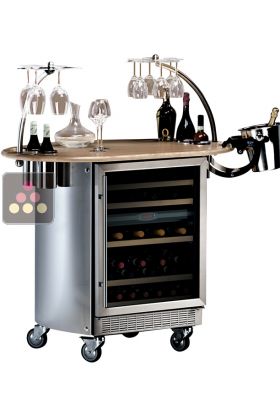 Bar mobile avec cave à vin de service 2 températures - compartiments haut et bas