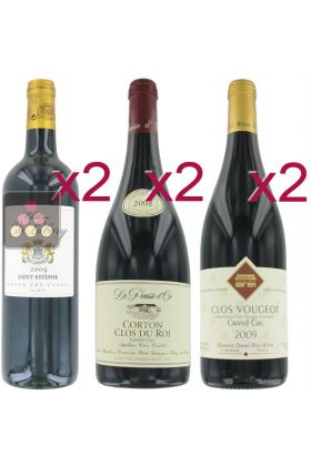 Sélection de 6 Vins Rouges - Grands Crus Bourguignons et Bordelais