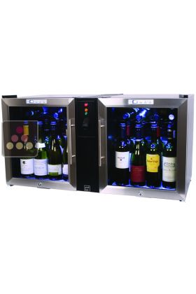 Combiné de 2 caves de service avec système de conservation de bouteilles ouvertes de vin 