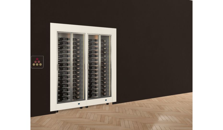 Combiné encastrable de 2 vitrines à vin multi-températures - Usage pro - Bouteilles horizontales - Cadre droit