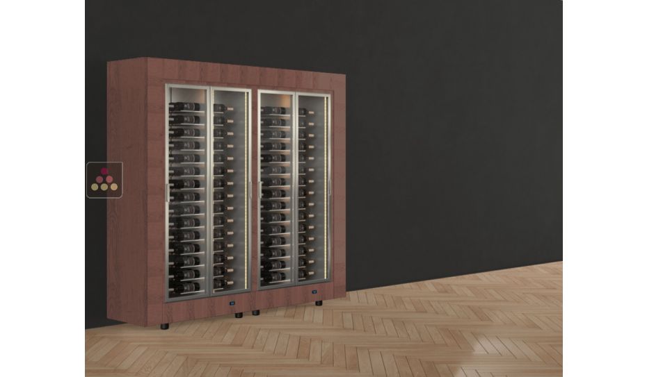 Combiné de 2 vitrines à vin multi-températures - Pose libre - Usage pro - Bouteilles horizontales - Cadre droit