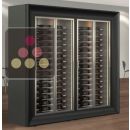 Combination of two professional multi-temperature wine display cabinets for central installation - Horizontal bottles - Curved frames ACI-PAR2110I