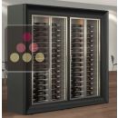 Combination of two professional multi-temperature wine display cabinets for central installation - Horizontal bottles - Curved frames ACI-PAR27001HI