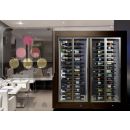 Combination of two professional multi-temperature wine display cabinets for central installation - Horizontal bottles - Flat frame ACI-PAR27000HI