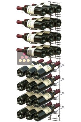 Support mural chromé pour 24 bouteilles de 75cl - Mixte bouteilles horizontales/inclinées