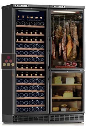 Combiné encastrable d'une cave à vin, d'une cave à fromages et d'une cave à charcuteries