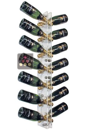 Porte-Bouteilles mural en plexiglas pour 14 bouteilles de champagne (illumination LED optionnelle)