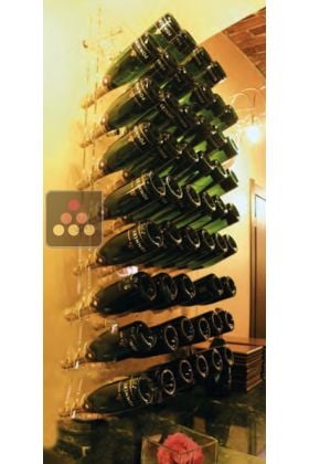 Porte-Bouteilles mural en plexiglas pour 60 bouteilles de Champagne (illumination LED optionnelle)