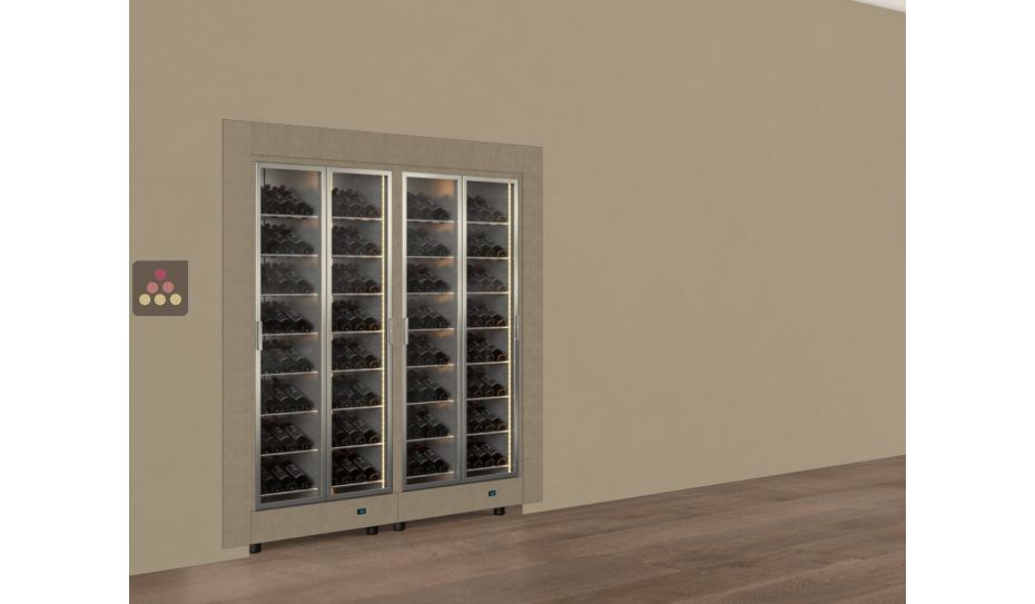Combiné encastrable de 2 vitrines à vin multi-températures - Usage pro - Bouteilles inclinées - Cadre droit