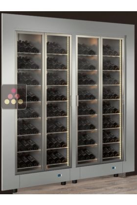 Combiné encastrable de 2 vitrines à vin multi-températures - Usage pro - Bouteilles inclinées - Cadre droit