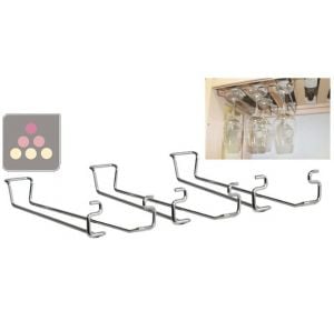 Kit de 3 supports à verres à pied pour clayette de meuble Visiobois VISIORACK