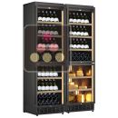 Built-in combination of 3 wine cabinets and one cheese cabinet - Inclined bottle display ACI-CME2671PE