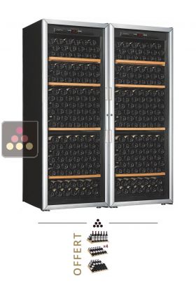 Combiné de 2 caves à vin Mono-Température de vieillissement et de conservation - Equipement stockage