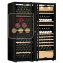 Combination of a single temperature wine cabinet and a 3 temperatures multipurpose wine cabinet - Mixed shelves - Full Glass door ACI-TRT711FM3