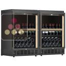 Combination of 2 built-in single temperature wine cabinets for wine storage or service with a sliding shelves for standing bottles ACI-CME2200TE