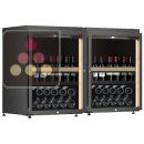 Combination of 2 single temperature wine cabinets for wine storage or service with a sliding shelves for standing bottles ACI-CMB2200T