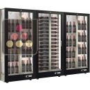 Combination of 3 professional multi-temperature wine display cabinets - 36cm deep - 3 glazed sides - Magnetic and interchangeable cover ACI-TMH46001M