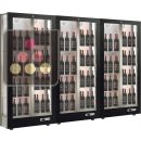 Combination of 3 professional multi-temperature wine display cabinets - 36cm deep - 3 glazed sides - Magnetic and interchangeable cover ACI-TMH36000V