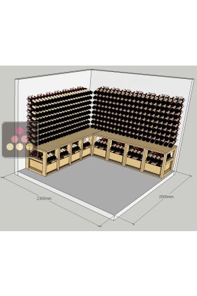 Meubles de rangements en bois et métal pour 16 caisses bois et 336 Bouteilles 