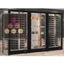 Combiné de 2 vitrines à vin professionnelles multi-usages et de 1 vitrine à desserts - 4 cotés vitrés - Habillage magnétique interchangeable ACI-TMR36900HI