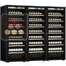 Combination of a 3 single temperature ageing or service wine cabinets - Full Glass door - Inclined bottles display ACI-TRT810FP3