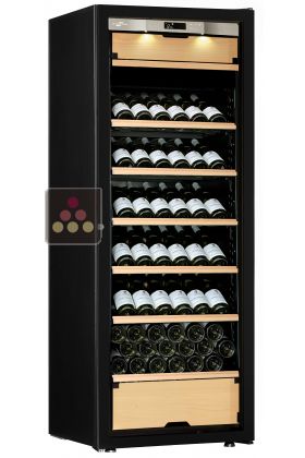 Cave à vin Multi-Usages de vieillissement et de service des vins rouges et des vins frais - 3 températures - Equipement présentation - Porte Full Glass