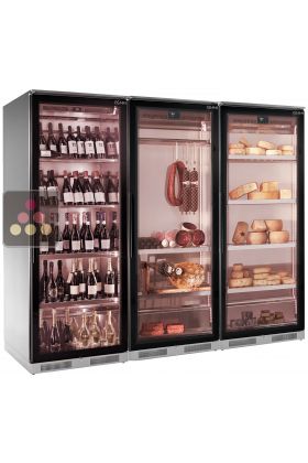 Combiné de 3 vitrines réfrigérées pour vins, charcuteries et fromages - Profondeur 700mm