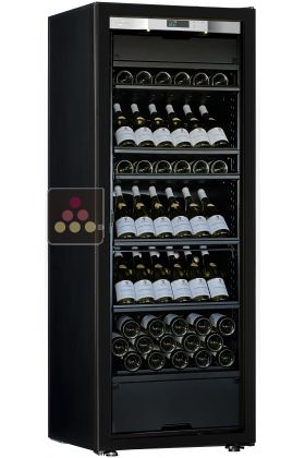 Cave à vin Multi-Usages de vieillissement et de service des vins rouges et des vins frais - 3 températures - Equipement présentation - Porte Full Glass - Design all black