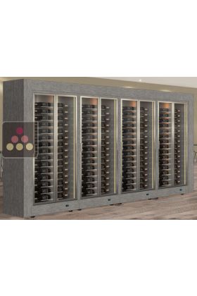 Combiné de 4 vitrines à vin multi-températures pour installation centrale - Usage pro - Bouteilles horizontales - Cadre droit